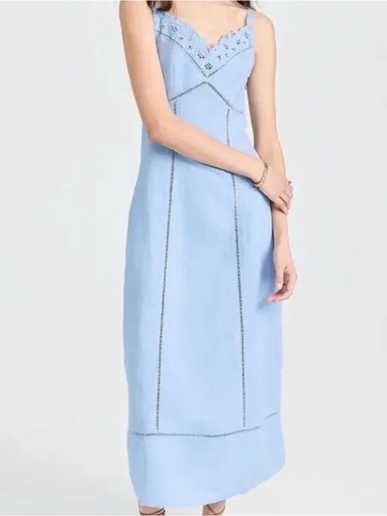 Madewell Dresses & Skirts - Madewell Light Blue Slip Dress with Lace Trim